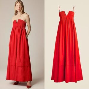 NWT J CREW Collection strapless notched maxi dress in Red Arroyo